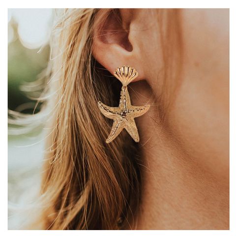Lady Fashion Ethnic Style Starfish Plating Inlaid Shell Alloy No Inlaid Earrings