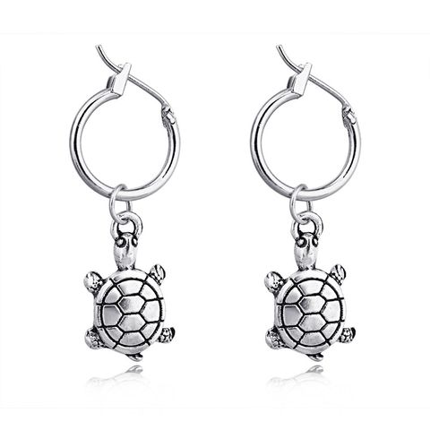 Best Seller In Europe And America Cute Personality Three-dimensional Turtle Pendant Ear Ring Vintage Ancient Silver Animal Earring Ear Clip Female
