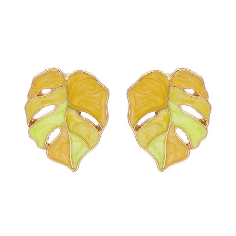 Fashion Leaf Alloy Acrylic Earrings Ear Studs