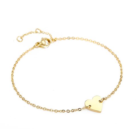 Fashion Heart Stainless Steel 14K Gold Plated No Inlaid Bracelets In Bulk
