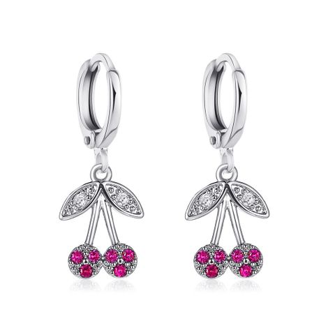 New Fashion Cute  Cherry Earrings Personality Diamond Small Fresh Fruit  Copper Earrings Nihaojewelry Wholesale