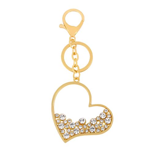 New Fashion Simple  Jewelry Popular Diamond-set Rhinestone Peach Heart Love Zircon Keychain  Wholesale