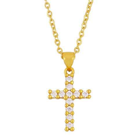 Fashion Cross 18k Gold Plated Necklace In Bulk