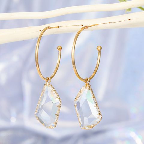 Fashion Jewelry New Crystal Earrings Korean Temperament Geometric Glass Earrings Wild Earrings Wholesale Nihaojewelry