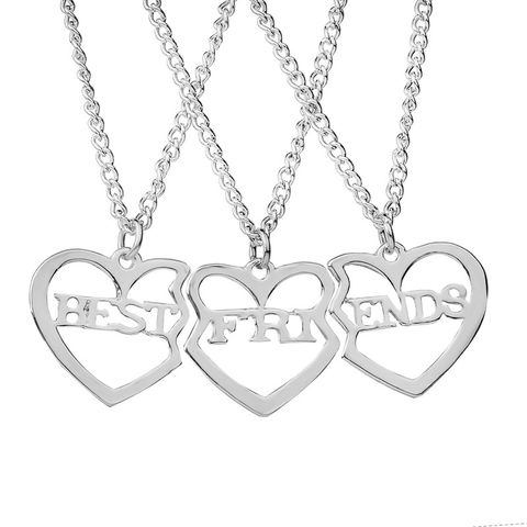 Hot Selling Fashion New  Funds Personality Best Friends Good Friends Three-piece Girlfriends Heart-shaped Necklace Wholesale Nihaojewelry