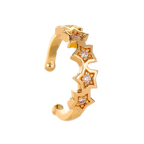New Earrings Sweet Diamond Pentagram Five-pointed Ear Pierced Ear Clip Earrings Simple Personality Student Jewelry Wholesale Nihaojewelry