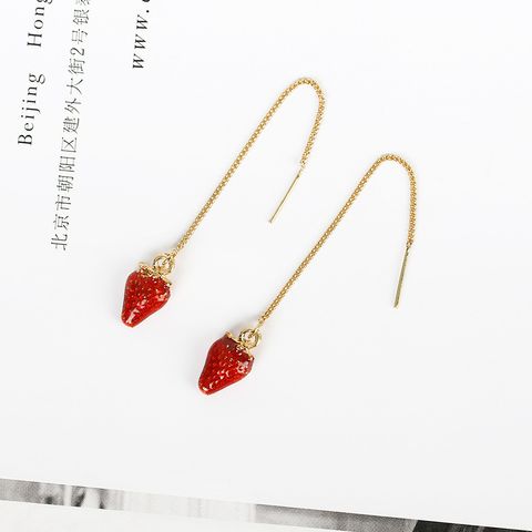 New Fashion Hot Sale Sweet  Cute Fashion  Strawberry Soft  Long Earrings Nihaojewelry Wholesale