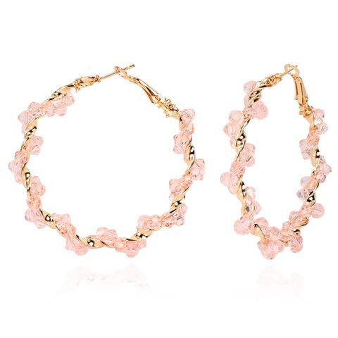 Hand-woven Geometric Crystal Earrings Exaggerated Hoop Earrings Round Wholesale Nihaojewelry