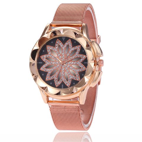 Women's Mesh Belt Watch Creative Faceplate Rose Gold Mesh Belt Diamond Inset Watch Wholesale Nihaojewelry