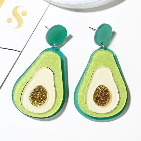 Fashion New Acrylic Avocado Fruit Green Earrings Cute Sweet Earrings Wholesale Nihaojewelry