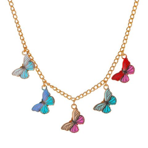 Fashion Retro Clavicle Chain Color Dream Butterfly Necklace Women