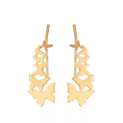 New Simple Metal Butterfly Shape Copper Stud Earrings Multiple Gold Butterfly Stud Earrings Wholesale Nihaojewelry