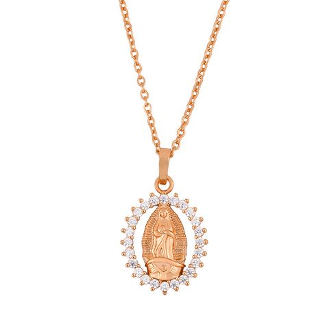 Fashion Virgin Mary Oval Real Gold Plated Necklace Coin Clavicle Chain Wholesale Nihaojewelry