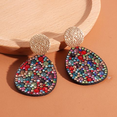Fashion New Drop-shaped Diamond Earrings Bohemian Color Diamond Earrings Metal Earrings For Women Nihaojewelry