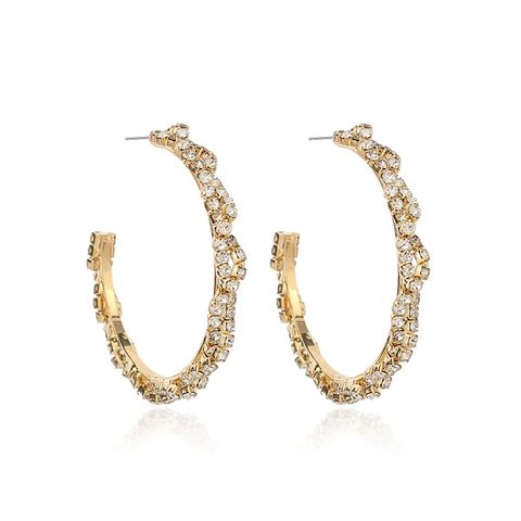 Fashion New Geometric Big Circle Ear Accessories Irregular Rhinestone All-match Earrings Trendy Fashion Diamond Earrings