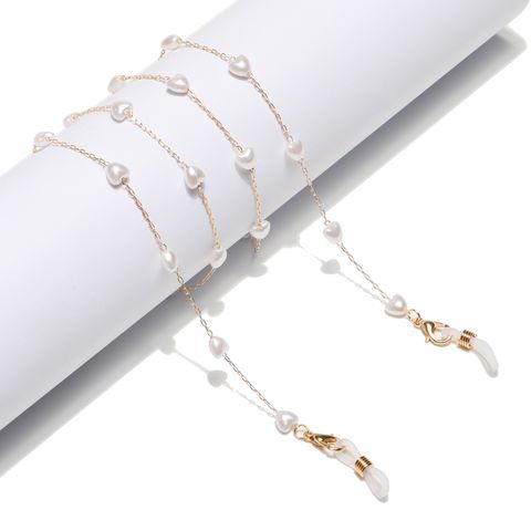New Peach Heart Pearl Gold Glasses Chain Necklace Sunglasses Anti-lost Wholesale Nihaojewelry