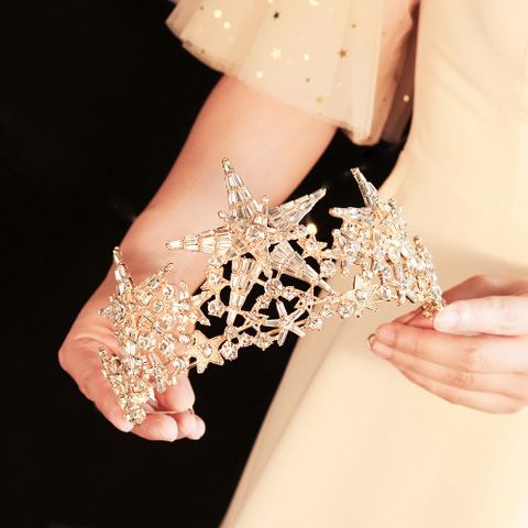 Coiffure De Mariage Mariée Coréenne Brillante Couronne De Strass Étoile À Cinq Branches En Gros Nihaojewelry