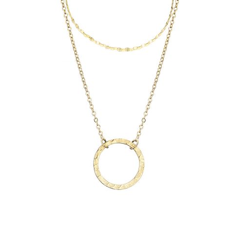 Stainless Steel 14K Gold Plated Rose Gold Plated Lady Circle Layered Necklaces Pendant Necklace