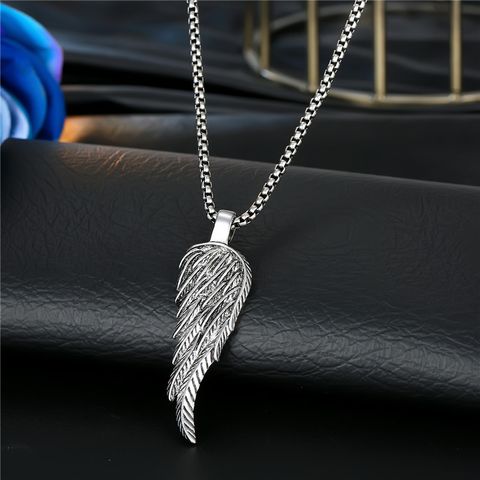 Retro Silver Hollow Five-pointed Star Round Scissors Feather Wings Alloy Pendant Necklace Wholesale Nihaojewelry