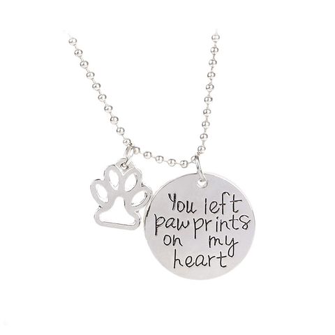 Necklace Letters You Left Paw Prints On My Heart Dog Claw Pendant Necklace Wholesale Nihaojewelry