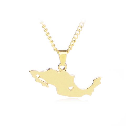 Map Shape Pendant Necklace Clavicle Chain Simple Mexico Map Sweater Chain Necklace Wholesale Nihaojewelry