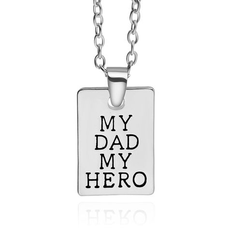 New Geometric Square Pendant Necklace Father's Day Necklace Dad Hero Tag Necklace Wholesale Nihaojewelry