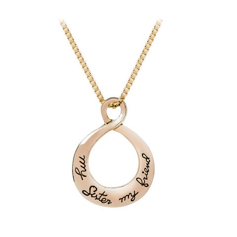Water Drop Necklace Good Sister My Sister My Friend Hollow Pendant Necklace Accessories Wholesale Nihaojewelry