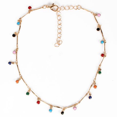 Boho Color Small Water Droplets Clavicle Chain Fashion Simple Color Necklace Wholesale Nihaojewelry