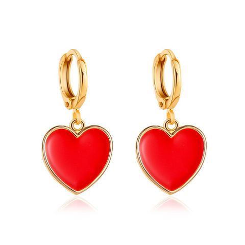 New Fashion Red Small Love Earrings Simple Vitality Girl Peach Heart Earrings Wholesale Nihaojewelry