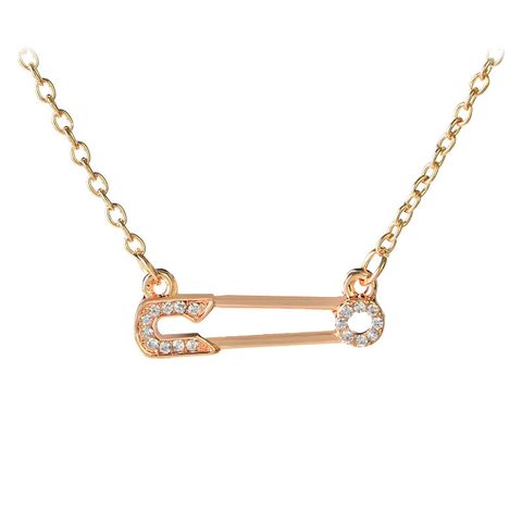 New Letter Necklace Trendy Wild Hollow-out Diamond Insert Pin Pendant Necklace Clavicle Chain Wholesale Nihaojewelry