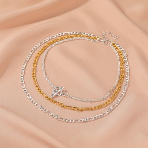 New Set Of Chains Punk Style Exaggerated Short Multi-layer Thick Chain One Word Buckle Alloy Necklace