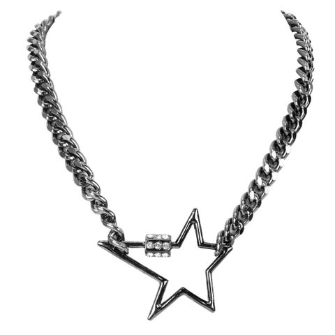 Fashion Diamond Five-pointed Star Link Buckle Item Simple Clavicle Chain Carabiner Alloy Necklace