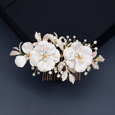 Beautiful Flowers Pearl Comb Handmade Rhinestone Comb Bridal Hair Headdress Wholesale Nihaojewelry