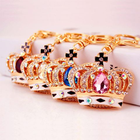 Korean Diamond Gemstone Crown Women's Car Metal  Key Chain