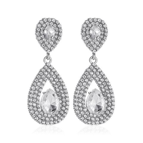 Fashion Water Droplets Plating Alloy Artificial Gemstones Earrings