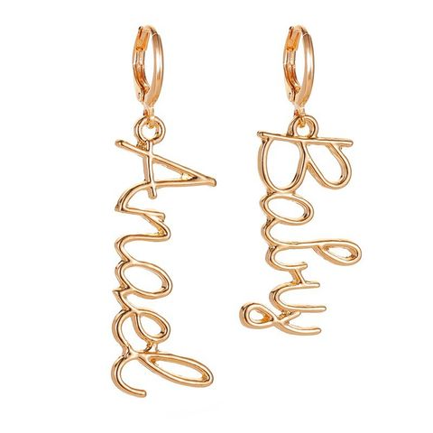 New Asymmetric Letter Popular Long Earrings Wholesale Nihaojewelry