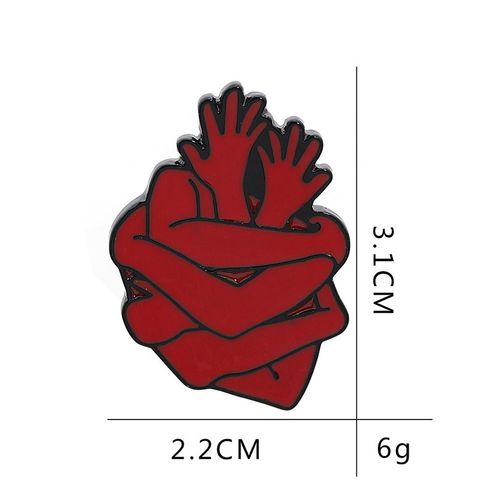 New Brooch Cartoon Arm Embracing Red Heart Retro Cowboy Brooch Accessories