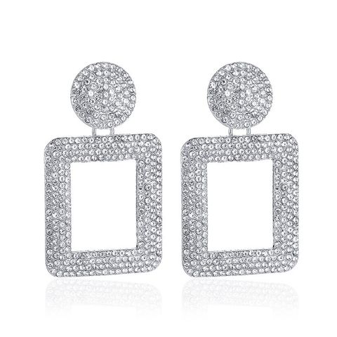 New Style Fashion Exaggerated Earrings Flashing Diamond Geometric Square Earrings Wholesale