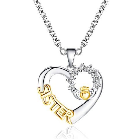 New Sister Love-shaped Sister Micro-inlaid Zircon Clavicle Chain Wild Pendant Necklace