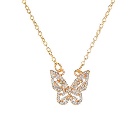New Fashion Micro-inlaid Zircon Hollow Butterfly Wild Clavicle Chain Necklace For Women