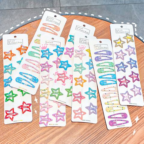 10 Sets Of Children's Metal Paint Hairpin Candy Color Star Hair Accessories Wholesale Nihaojewelry