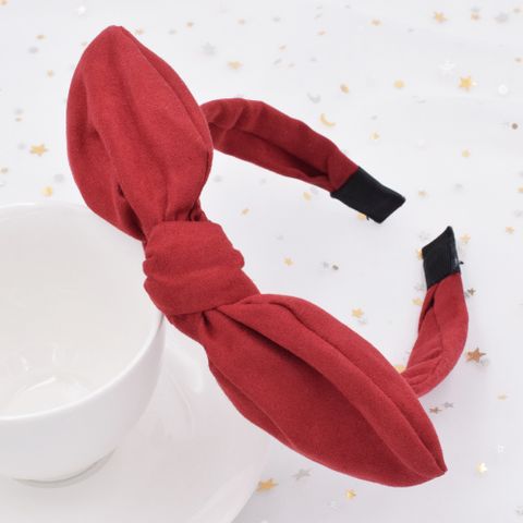 Velvet Rabbit Ears Fabric Knotted Solid Color Simple Broad-side Press Hairband Wholesale