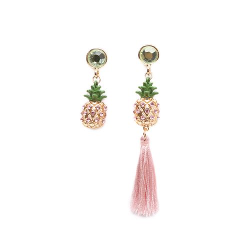 Jaimie Earrings Gold & Small Pineapple Tassel Earrings Simple Silver Earrings 925 Stud Earrings Asymmetric Fruit Earrings For Women
