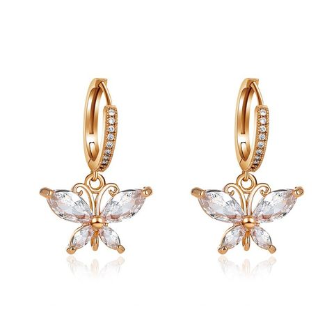 New All-match  Crystal Butterfly Super Flash Zircon Butterfly Earrings Wholesale