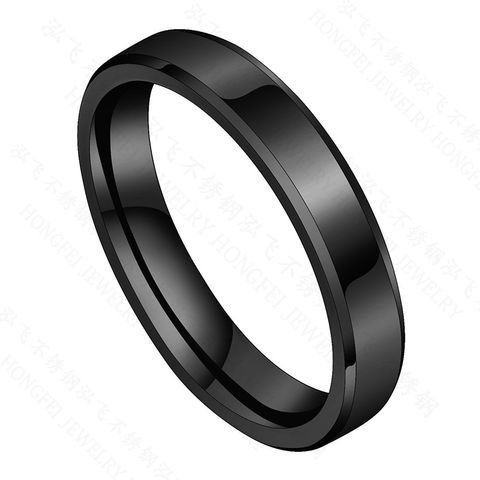 Titanium&stainless Steel Simple Geometric Ring  (black-5) Nhhf1239-black-5