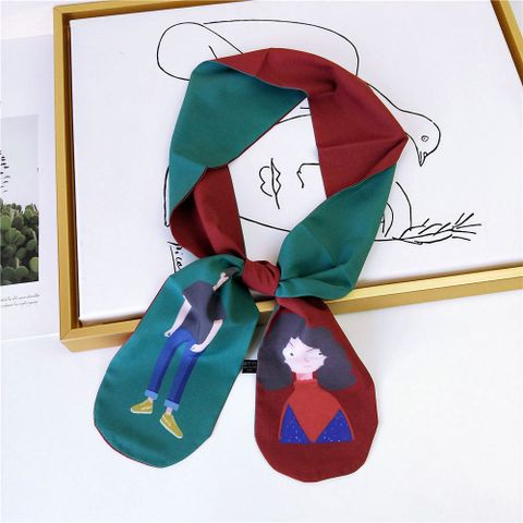 Rounded European And American Versatile Small Scarf Women's Spring And Autumn Fashion Bowknot Decorative Cartoon Character Work Scarf Scarf