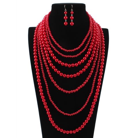 Beads Fashion Geometric Necklace  (creamy-white) Nhct0305-creamy-white