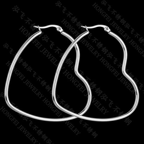 Fashion Heart Plating Stainless Steel No Inlaid Earrings