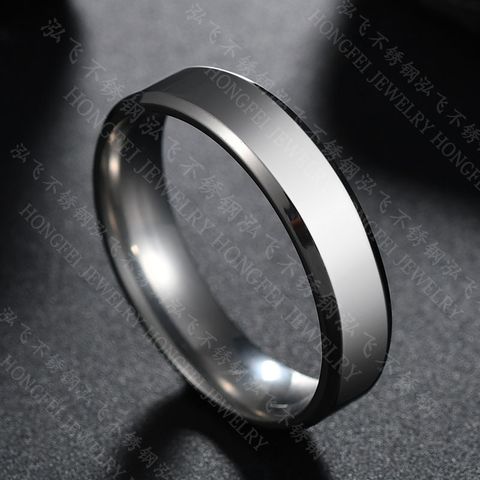 Titanium&stainless Steel Simple Geometric Ring  (black-5) Nhhf0988-black-5