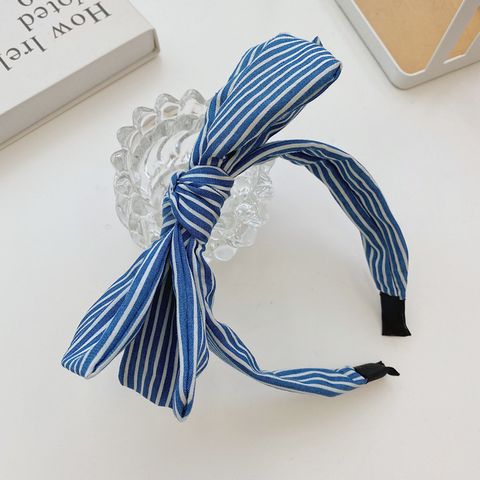 Korean Simple Double-layer Bow-knot Denim  Striped Floral Wide-brim Headband Wholesale Nihaojewelry